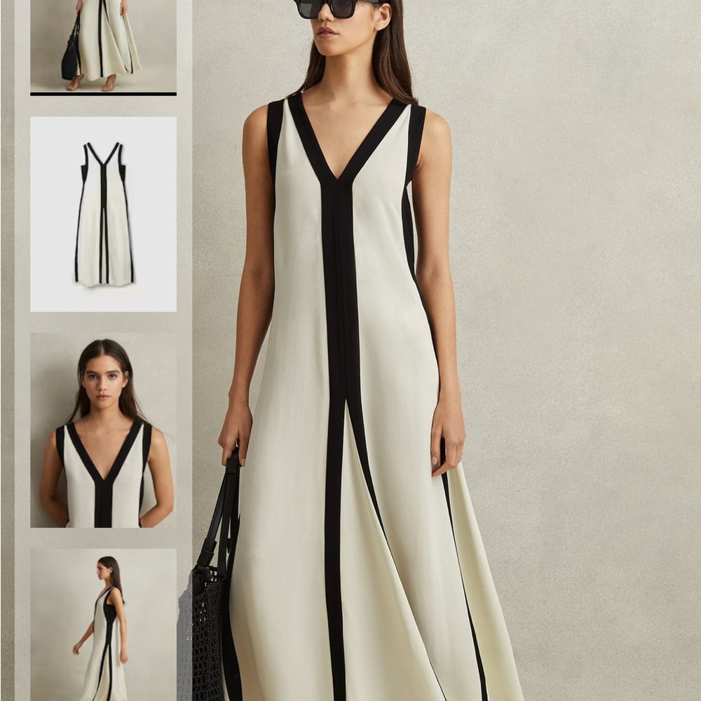 Reiss Black and Cream Maxi Dress